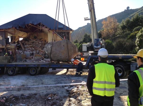 Rocky being loaded onto his truck to start his Rocky Road Trip to Mt Hutt